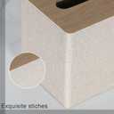 Tissue Box Cover Square PU Leather Facial Tissue Box Holder for Dresser Bathroom Decor (Beige)