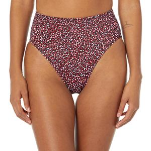 Amazon Essentials Women's High Waist High Leg Bikini Bottom (X-Large, Brick Red Leopard)