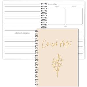 Church Notes Journal Sermon & Podcast Christian Notebook Guided Journal to Write Key Points, Bible Verses, Notes, and Application for Men and Women Gift Idea (Beige)