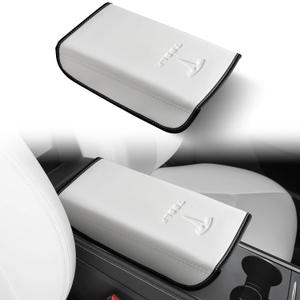 Center Console Leather Armrest Cover Designed for Tesla Model 3 2017-2023/Model Y 2020-2025(Not for Model Y Juniper),Center Console Accessories for Tesla Model 3/Y Interior Accessories White