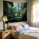 QGHOT Jungle Tapestry Wall Hanging, Green, 78.7L x 104W