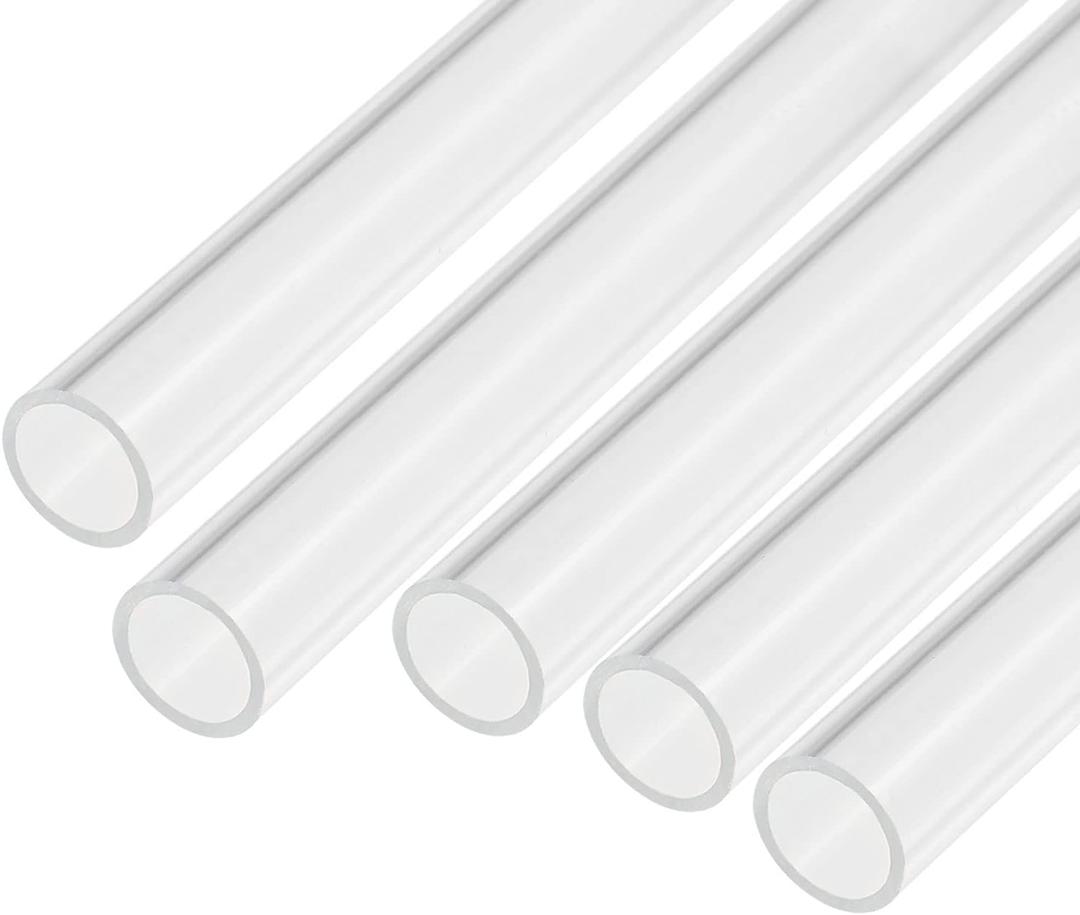 2 x MECCANIXITY Acrylic Pipe Clear Rigid Round Tube 9pcs 12mm(1/2") ID 15mm OD 6" for Lamps and Lanterns, Water Cooling System