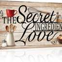 Kalormore The Secret Ingredient is Love Wall Art Sign Farmhouse Rustic Wall Decor Dining Room Kitchen Decor Housewarming Gift Counter Pantry Sign 16"x32", L-32"xH-16"
