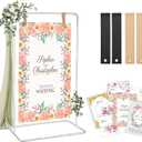 Welcome Sign Stand for Wedding - Adjustable Heavy Duty Easel w/Design Bundle & Leather Straps, Wedding Sign Stand for Welcome Signs, Seating Charts Display (White)