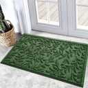 Bulijojo Sturdy Front Entrance Doormats,Durable Heavy Duty Welcome Mat,Thick Absorbent Natural Rubber Non Slip Mat,Easy Clean Entryway Mat 17x30 Inch Leaves Green (1'5" x 2'6" (Rectangular))