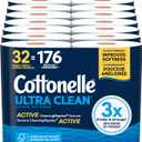 Cottonelle Toilet Paper, 32 Family Mega Rolls = 176 Regular Rolls (8 Packs of 4), Ultra Clean, Strong Bathroom Tissue, 353 Sheets per Roll