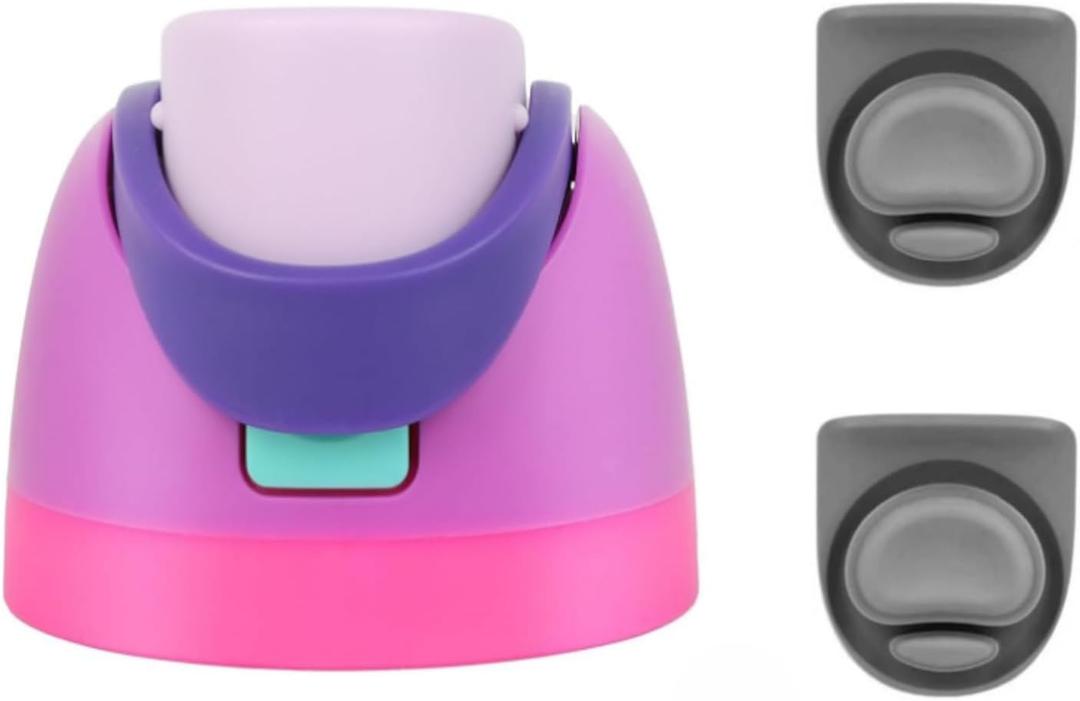 2 x Replacement Lid Compatible with Owala Freesip 16oz 24oz 32oz 40oz, One Button Water Bottle Top Lid Replacement Accessory,with 2Pcs Cap Seal Stopper (Mixed Purple)