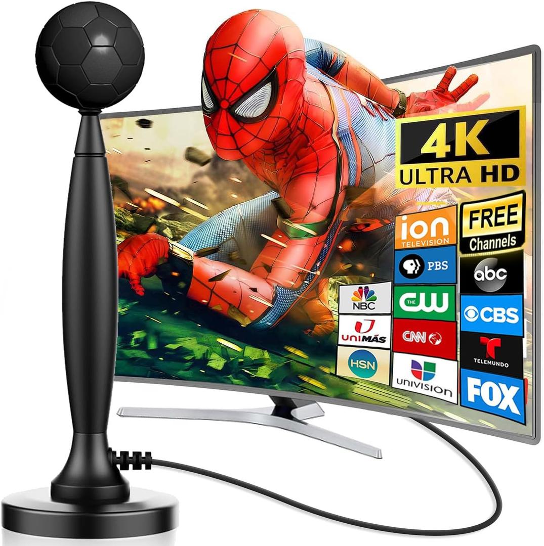 2026 Upgraded TV Antenna Indoor, 3500+ Miles Long Range Reception for Local Channels, Digital HDTV Antenna with Amplifier for Smart TV  Supports 8K 4K 1080P HD, Easy Setup with 26ft Cable