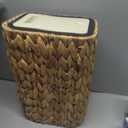 Trongee Boho Trash Can with Lid for Bathroom,2.6 Gallon Small Rattan Garbage Can with Press Top Lid,Woven Wastebasket and Hamper 2 in 1 Wicker Trash Basket for Bathroom,Kitchen,Living Room,Bedroom