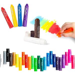 Tempera Paint Sticks - 24 Bright Colors, Quick Drying, Easy to Color and Washable Crayons for Teens and Students (1 Count (Pack of 24))