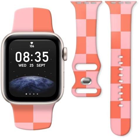 KLJFHWJI Compatible with iWatch Band 38mm 40mm 41mm for Women Men, Soft Silicone Waterproof Replacement Strap for iWatch Ultra SE & Series 10/9/8/7/6/5/4/3/2/1