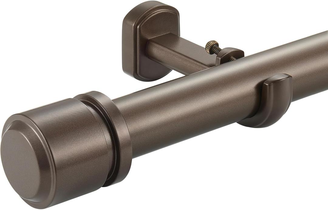 1 1/8 Inch Diameter Curtain Rods 72 to 144 Inches(6-12ft), Telescoping Heavy Duty Large Drapery Rod with Adjustable Aluminum Alloy Bracket, Solid End Caps for Windows Patio Decoration, Dark Bronze