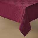 Romanstile Christmas Jacquard Rectangle Tablecloth - Burgundy Waterproof Damask Rose Floral Pattern Decorative Table Cloth, Heavy Weight Fabric Table Cover for Dining/Party/Holiday - 60 x 84 Inch