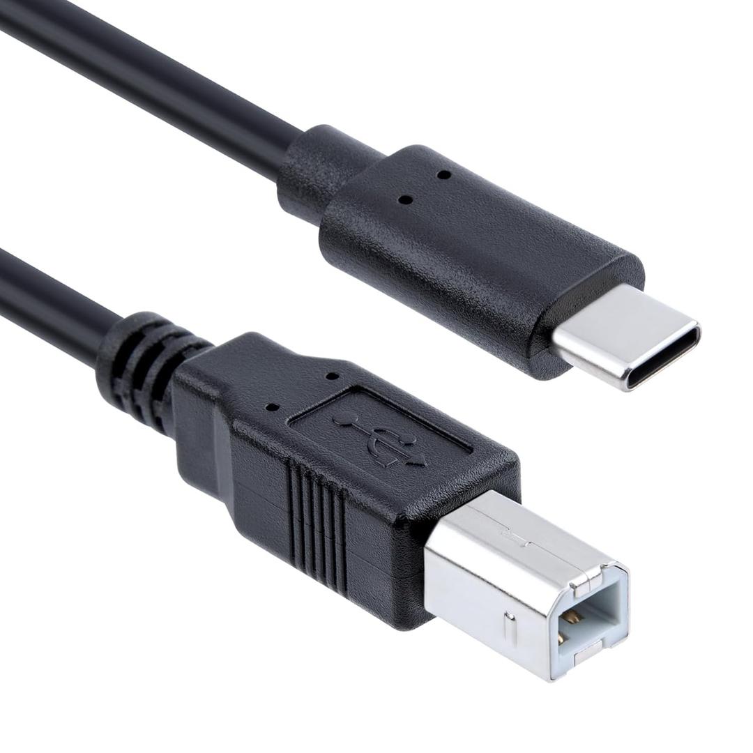 USB C Printer Cable 6FT USB C MIDI Cable Compatible with iPad Pro iPad Air MacBook Pro MacBook Air M1 Mac Pro iMac Pro HP Canon Dell Epson Brother Lexmark Xerox Samsung Piano DAC & More-Black