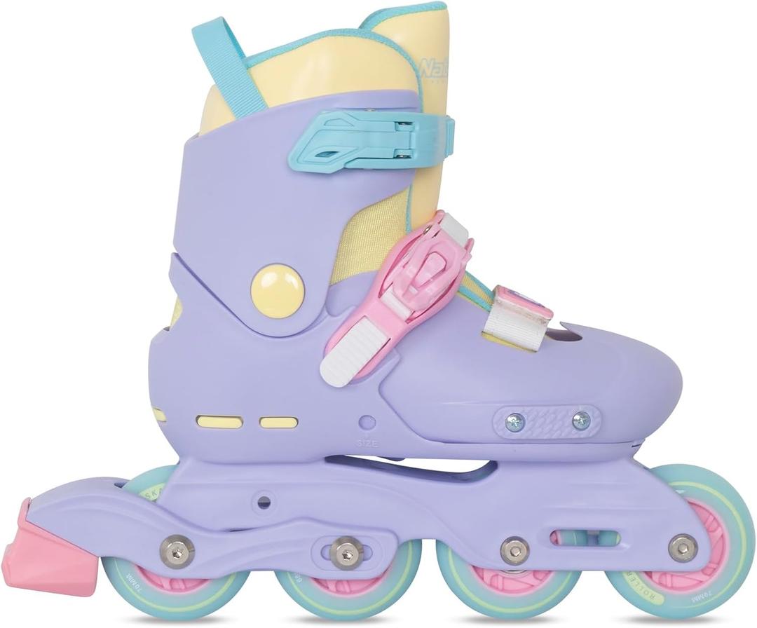 Nattork Inline Skates for Girls Kids Teens Boys Age 4-16, 4 Sizes Adjustable Blades Roller for Outdoor Indoor Birthday (Medium(13C-3 US), Purple)