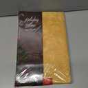 Newbridge Christmas Carol Holiday Noel Damask Fabric Tablecloth, 60 x 84 Inch Rectangle, Gold, Holly Leaf Poinsettia Weave, Wrinkle Free Soil Resistant Easy Care Table Cover