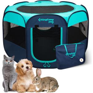 KingCamp Dog Playpen, Portable Foldable Cat Kitten Puppy Tent Crates 29"/36"/50" Pop Up Pet Playpen with Zippered Bottom & Cover for Indoor Outdoor Use (Small, Green)