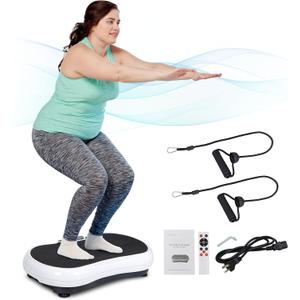 Full Body Vibration Platform Massage Machine Workout Trainer with Bluetooth Music Connection (White)