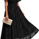 LILLUSORY Womens Summer Floral Maxi Dress Short Sleeve V Neck Wedding Guest Long Dresses with Pockets (Small, Black)