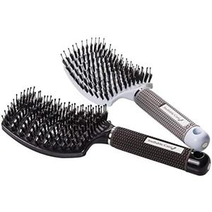 Boar Bristle Hair Brush set – Curved and Vented for Wet and Dry Detangling Hair Brush for Women Long, Thick, Thin, Curly & Tangled Hair Vent Brush - Stocking Stuffers Gift kit