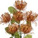 Hollyone 33" Yellow Artificial Mums for Outdoors Fall Flowers Fake Fall Mums Faux Chrysanthemum Flowers 2Pcs Spider Mum Flower Arrangement Autumn Flower with 3 Heads Long Stem for Centerpiece Bouquet