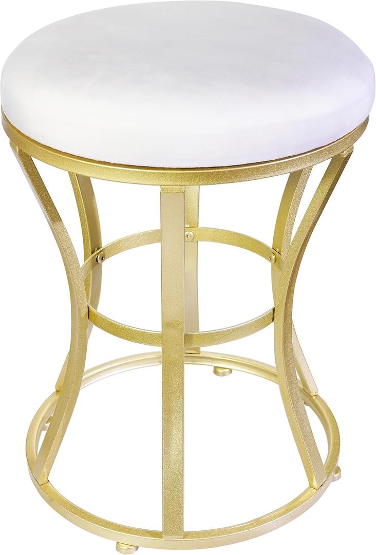 Vanity Chair, Small Velvet Vanity Stool & Ottoman Bench for Bathroom, Dorm