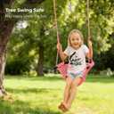JKsmart Swing Seat for Kids Heavy Duty Rope Play Secure Children Swing Set,Perfect for Indoor,Outdoor,Playground,Home,Tree,with Snap Hooks and Swing Straps,440 lbs Capacity,Pink