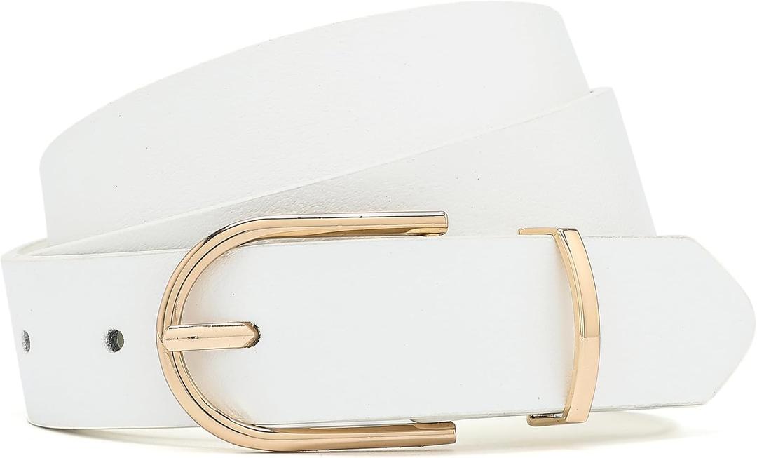 Earnda Women's Faux Leather Chic Belt for Ladies Jeans (White)