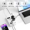 6 USB(2 USB C) Travel Power Strip- Flat Plug Extension Cord 3 Feet with 4.8A 24W USB Charging Station and 4 Outlets, 3 FT Short Extension Cord Portable for Travel Cruise Office College Dorm