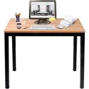 Need Small Computer Desk for Home&Office- 31.5'' Length Small Writing Desk Gaming Desk Students Laptop Use, Teak Color Desktop & Black Frame AC3BB(8060)