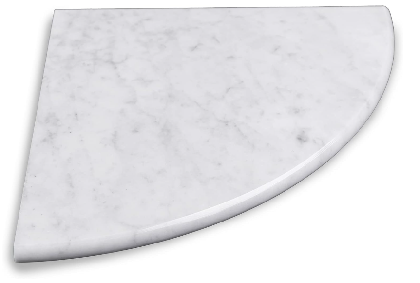 9'' Natural Marble Corner Shower Shelf for Bathroom, Marble Corner Shelves for Bath Wall Mounted Both Side Polished (9"X9"X 5/8" Carrara White)