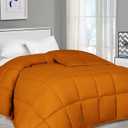 Queen (88'' x 92'') Size Orange Comforter 1 Piece 100% Pure Cotton 500 GSM All Season Goose Down Alternative Baffle Box Comforter Ultra Soft with 4 Corner tabs - Machine Washable