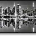 Black and White New York Skyline Cityscape Wall Art Print, 40"L x 20"W