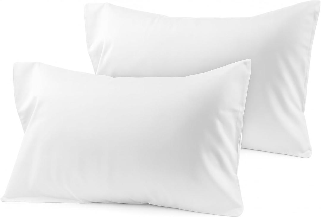 COTTON STICH 12x16 Small Pillowcase Zipper Closer Pillow case Set of 2 PC Mini Pillowcase 600 TC Pure Egyptian Cotton Decorative Hotel Quality (White Solid, Toddler 12x16 Zipper)