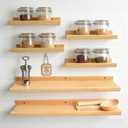 Spruce Solid Wood Shelf, Shelves for Decor Storage Set of 6(Two 23.25inch Ones and Four 12inch Ones) Wall Mounted Wood Shelf for Bedroom, Living Room, Kitchen, Long Picture Ledge Shelves, Natural, 24in