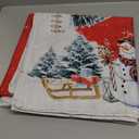 Horaldaily Christmas Tablecloth 60120 Inch, Winter Snowman House Christmas Trees Red Washable Table Cover for Party Picnic Dinner Decor