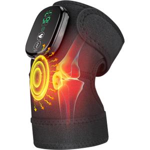 Cordless Electric Heated Knee Massager, 3-in-1 Heated Knee Massager with Heat for Knee Elbow Shoulder Wrap with 3 Vibration & Heating Modes