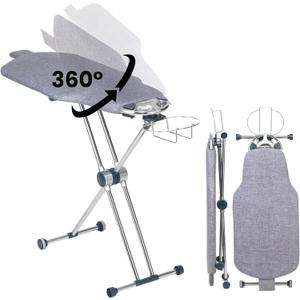 Dazzl 360 Dual-Sided Iron Board - Torso-Shaped Ironing Board Full Size with 8-Level Adjustable Height, Rotatable & Detachable Iron Holder, Garment Clips - HDPE Heat-Resistant Surface (47)
