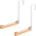 szhdxsy 2pcs Metal & Wood Door Hooks Foldable Easy to Carry Non-Perforated Clothes Hooks Used for Hanging Coats Hats Towels Bags Keys (White)