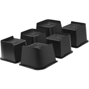 Bed Risers Heavy Duty, Oversized Furniture Risers, Support Up to 6000 Lbs, Lift 3 inch for Couch, Sofa, Table,Chair (Black 6 Pack, 4 inch)
