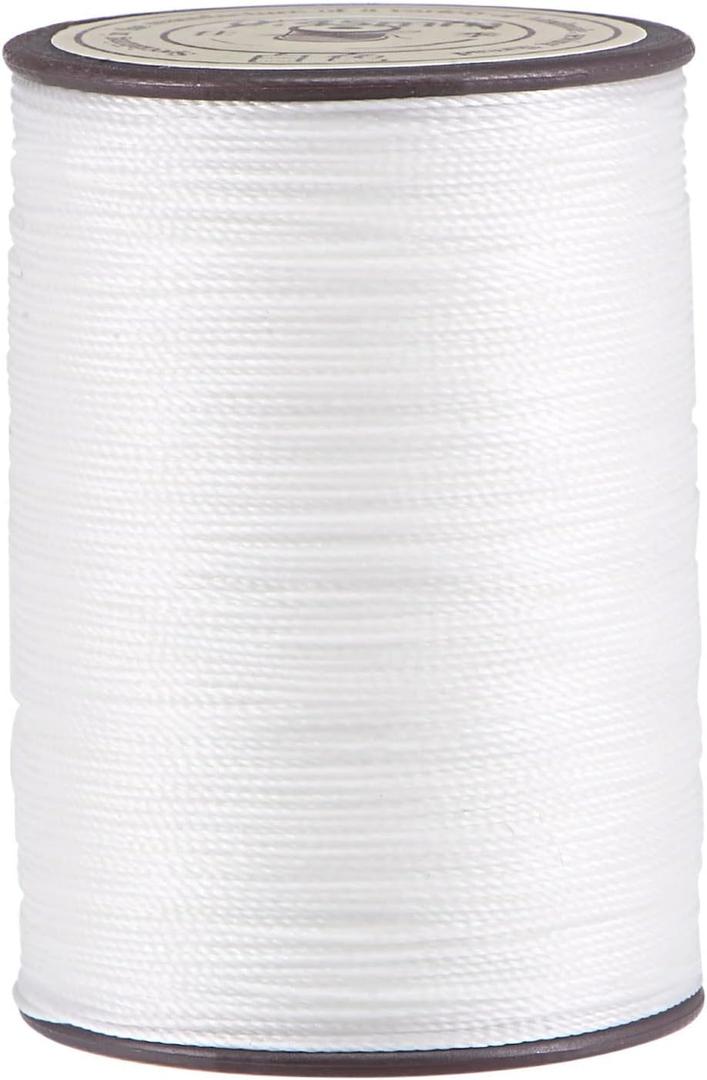 uxcell Thin Waxed Thread 175 Yards 0.45mm Dia Polyester Wax-Coated String Cord for Machine Sewing Embroidery Hand Quilting Weaving, White
