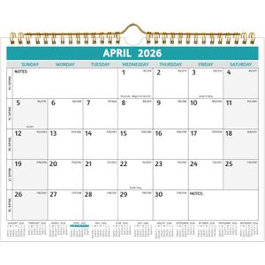 4 x Wall Calendar 2026-2027  Run Now to Jun 2027, 11 x 8.5 In, 20 Months Calendar, Small Monthly Calendar 2025-2027 Wall, with Thick Paper, Holidays, Julian Dates  Notes, Colorful Design