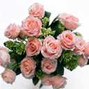 10 Items Artificial Rose Flowers for Festival, Pink Flowers Faux Rose UV-Resistant, Fake Roses with Stems Realistic Flower for DIY Wedding Bouquets Garden Porch Winter Outdoor Decor(Pink)