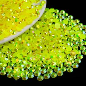 1000PCS 6mm Resin Flatback Rhinestone, Lemon Yellow AB Color Flatback Jelly Resin Rhinestones for Mugs, Bottles, Tumblers, Craft Decoration, Loose Bling Glitter Diamond Stone, Citrine AB (05-LemonYellowAB)