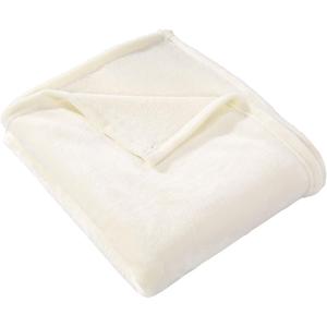 HYSEAS Flannel Fleece Throw Blanket Ivory - Super Soft Plush Microfiber Solid Blanket for Couch, Bed, Chair, Sofa - Fuzzy Cozy Lightweight - 50x60 Inch