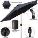 Blissun 7.5 ft Patio Umbrella, Yard Umbrella, Outdoor Market Umbrella with Push Button Tilt Crank (Black)