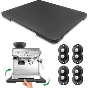 Appliance Slider 360 Rolling Tray for Coffee Maker Bamboo Coffee Pot Slider Tray for Countertop Rotation Sliding Tray with Wheels, Appliances Mat Easily from Under The Cabinet Black(Large 15.7"13")