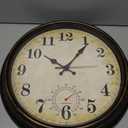 jomparis Wall Clock with Temperature Display, Outdoor Wall Clock, Large Garden Clock, Waterproof and Weatherproof for Garden and Patio, Pool (40 cm, Bronze)