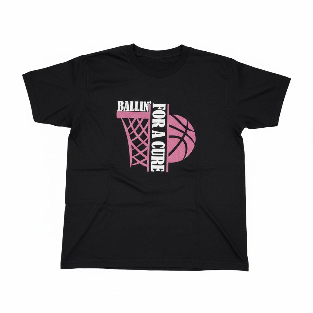 Basketball Ballin Cure Breast Cancer Pink Ribbons Awareness TShirt