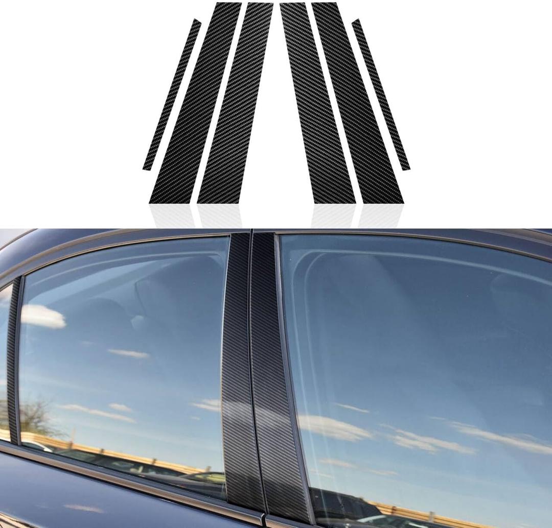 6PCS Car Window Molding Trim B-Pillars Sticker Carbon Fiber Decals fits for BMW F30 2012 2013 2014 2015 2016 2017 2018 2019 Accessories
